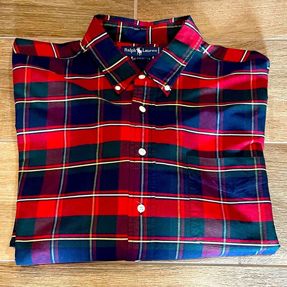 Ralph Lauren The Big Oxford, Button Down XL, Red, Green, Blue